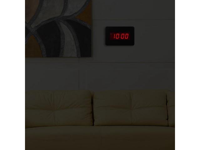 Digital Wall Clock Battery Operated with LED Display, Wall Clock with Backlight, Table-top, Alarm, Brightness Adjustable,12/24Hr
