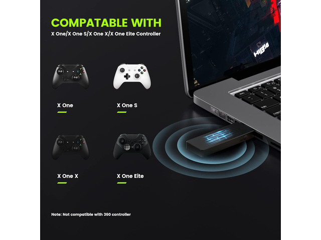 Wireless Adapter Compatible with Xbox One Controller for Windows 10/8.1/8/7