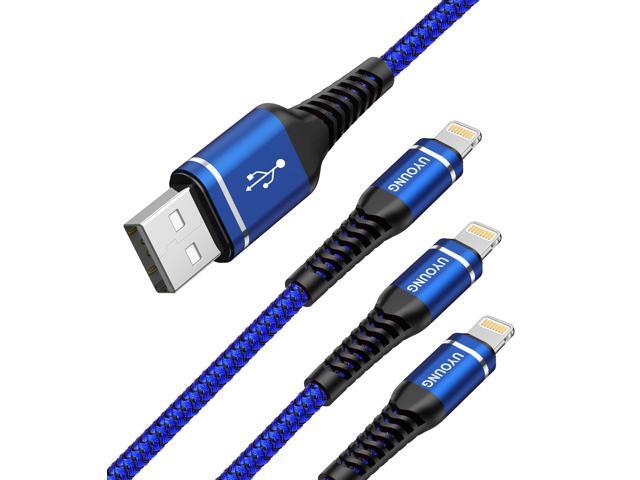 Lightning Cable 10 ft 3Pack Blue Long iPhone Charger Cord 10 Foot Nylon Braided Power Charging Cord Compatible with iPhone 13/12/11/X/XS/XR/XS...