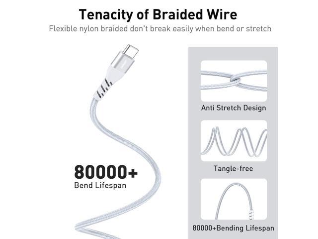 USB C to USB C Cable,J 3 Pack (3.3ft+6.6ft+10ft) PD 60W Fast Charging Type C to Type C Cable for iPad Pro MacBook Pro Samsung Galaxy...
