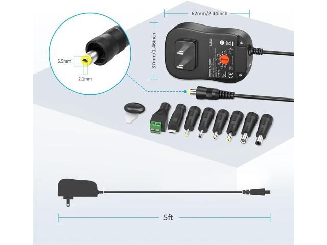 Belker 30W Universal 3V 4.5V 5V 6V 7.5V 9V 12V AC DC Adapter Power Supply for LED Light Strip Router Speaker Smart Phone Tablet CCTV IP Camera TV...
