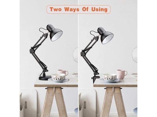 ShellKingdom Architect Task Lamp, Adjustable Swing Arm Desk Lamp with Clamp, Classic Desk Lamp for Home Office Reading (Black)