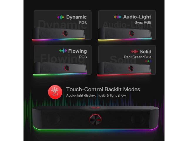 GS560 RGB Desktop Soundbar, 2.0 Channel Computer Speaker with Dynamic Lighting Bar Audio-Light Sync/Display, Touch-Control Backlit with Volume...