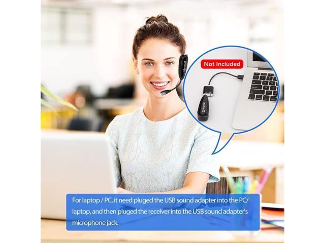 KIMAFUN Headset Wireless Microphone System, No Need Bluetooth, Waterproof Head Mic for Fitness Instructor, Teaching Online, Yoga Classroom,...