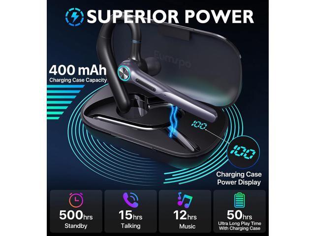 Bluetooth Headset Eumspo V5.1 Bluetooth Earpiece 50Hrs Playtime Built-in Dual Noise Canceling Mic Wireless Headset with Microphones with 400mAh LED...