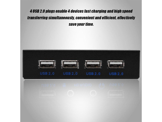Richer-R USB 2.0 Front Panel, USB2.0 Floppy Front Panel 3.5'' Floppy Bay 9 Pin to 4 Interface USB 2.0 HUB