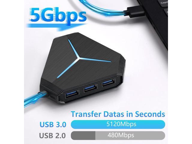 10-Port USB Hub 3.0/2.0, USB C Hub with 3.2ft/1m Long Cord, SD/TF Card Reader, USB Splitter for Laptop, Keyboard, Mouse, Mac, PC, Ipad Pro, Surface...