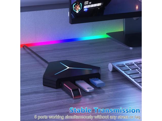 10-Port USB Hub 3.0/2.0, USB C Hub with 3.2ft/1m Long Cord, SD/TF Card Reader, USB Splitter for Laptop, Keyboard, Mouse, Mac, PC, Ipad Pro, Surface...