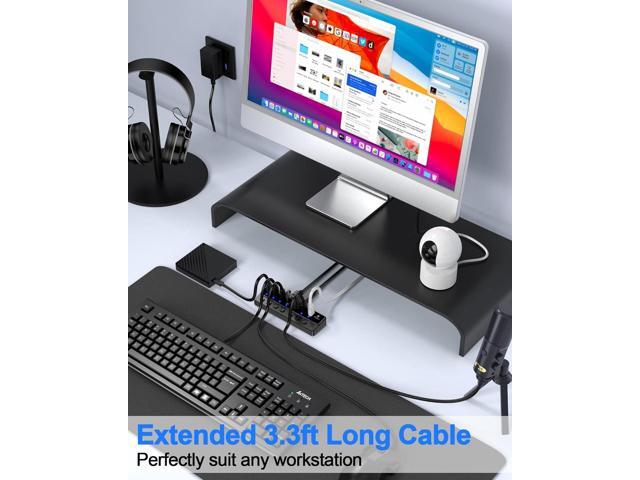 7-Port USB 3.0 Hub, Qeefun 3.0 Powered, USB Adapter USB Extender USB Port Expander USB hub for Laptop, PC, USB Flash Drives, and More
