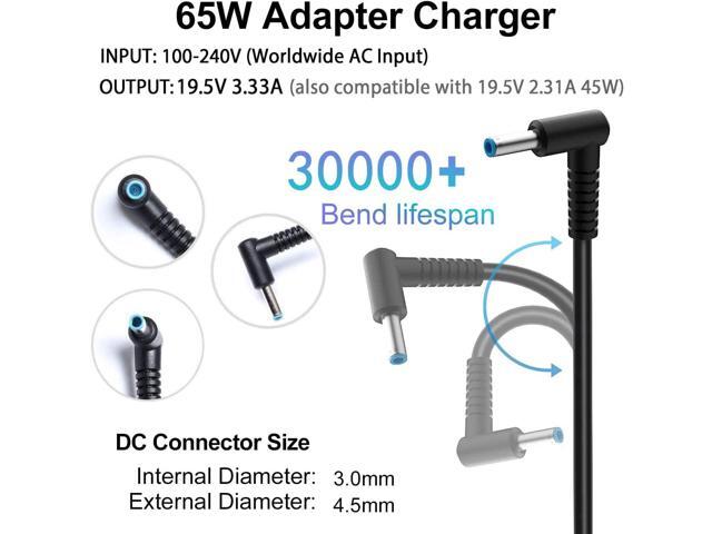 65W Laptop Charger Compatible with HP Pavilion x360 14 15 17,Envy 13 15 X360,Elitebook 840 G5, ProBook Chromebook Stream Series,Spectre 710412-001...