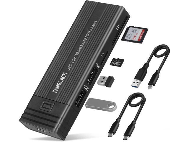 M.2 NVMe SSD Enclosure Adapter Tool-Free, USB 3.2 Gen 2 10Gbps HDD Adapter MKey(B+M Key) SSD Reader, with 2 Port USB Type-A and SD/TF Cardread,.