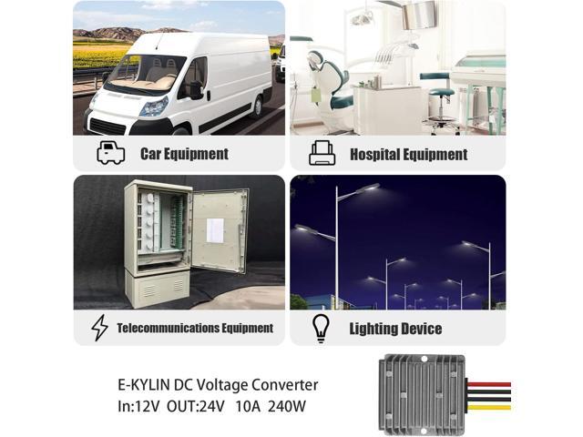 DC 12v to 24v Step up Converter Regulator 10A 240W Power Supply Adapter for Motor Car Truck Vehicle Boat Solar System etc.(Accept DC9-20V Inputs)