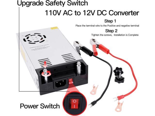 High-Power SMPS 110V/220V AC to 12V DC Converter - 50A 600W Power Supply - Adjustable Switch Transformer for LED Strip, LCD Monitor CCTV, Radio/Car...