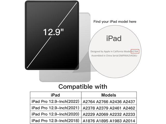 JETech Case for iPad Pro 12.9-Inch (2022/2021/2020/2018) with Pencil Holder, Clear Transparent Back Shell Slim Stand Shockproof Tablet Cover, Auto...