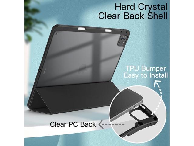 JETech Case for iPad Pro 12.9-Inch (2022/2021/2020/2018) with Pencil Holder, Clear Transparent Back Shell Slim Stand Shockproof Tablet Cover, Auto...