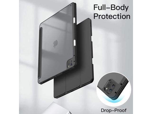JETech Case for iPad Pro 12.9-Inch (2022/2021/2020/2018) with Pencil Holder, Clear Transparent Back Shell Slim Stand Shockproof Tablet Cover, Auto...