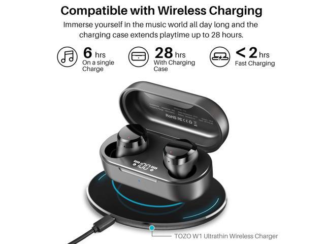 TOZO T12 Wireless Earbuds Bluetooth Headphones Premium Fidelity Sound Quality Wireless Charging Case Digital LED Intelligence Display IPX8...