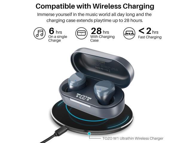 TOZO T12 Wireless Bluetooth Earbuds Bluetooth Headphones 55H ENC Noise Cancelling Mic Premium Stereo Bass Wireless Charge IPX8 Waterproof App-32EQ LED Power Display Blue - image 4