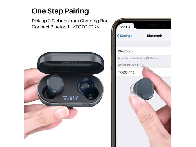 TOZO T12 Wireless Bluetooth Earbuds Bluetooth Headphones 55H ENC Noise Cancelling Mic Premium Stereo Bass Wireless Charge IPX8 Waterproof App-32EQ LED Power Display Blue - image 2