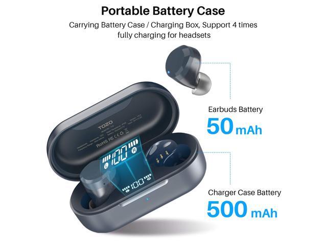 TOZO T12 Wireless Bluetooth Earbuds Bluetooth Headphones 55H ENC Noise Cancelling Mic Premium Stereo Bass Wireless Charge IPX8 Waterproof App-32EQ LED Power Display Blue - image 5