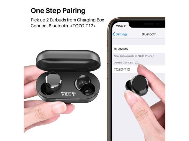 TOZO T12 Wireless Earbuds Bluetooth Headphones Premium Fidelity Sound Quality Wireless Charging Case Digital LED Intelligence Display IPX8...