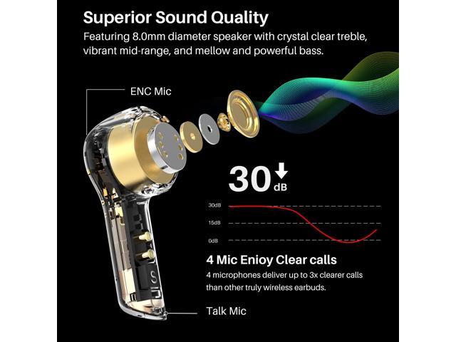 TOZO T9 Bluetooth 5.3 Wireless Earbuds 4 Mic Call Environmental Noise Cancellation Headphones IPX7 Waterproof In-Ear Light Weight Earphones with...