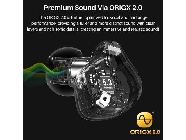 TOZO Crystal Buds Bluetooth 5.3 Wireless Earbuds IPX8 Waterproof In-Ear Headphones Call Noise Reduction Earphones with LED Display Charger Case, Black