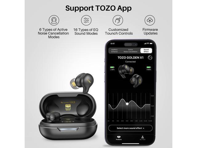 TOZO Golden X1 Wireless Earbuds Balanced Armature Driver and Hybrid Dynamic Driver, Bluetooth 5.3 Headphones OrigX Pro, LDAC & Hi-Res Audio,...