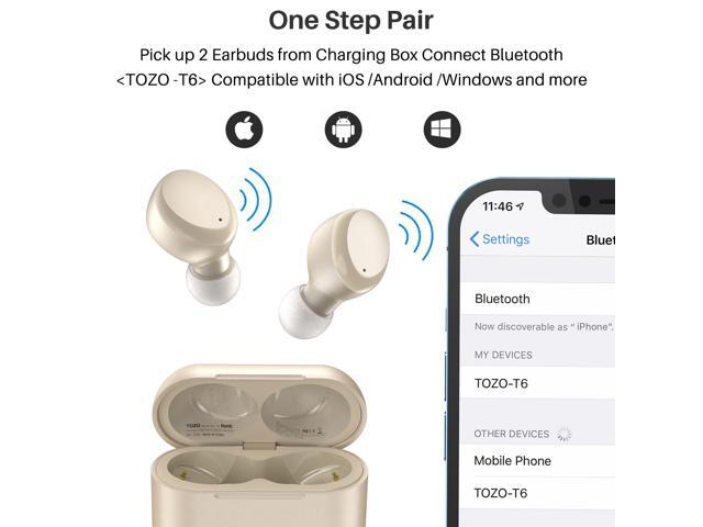 TOZO T6 True Wireless Earbuds Bluetooth 5.3 In Ear Headphones Touch Control with Wireless Charging Case IPX8 Waterproof Built-in Mic Headset...