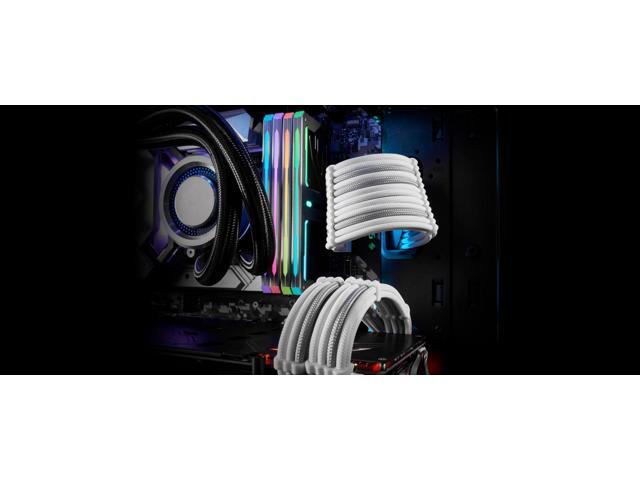 AZZA ACAZ-002 / Power Supply Sleeved Cable / White / Silver / Power Supply Cable Extension Kit with Extra-Sleeved / 24 PIN 8PIN 6PIN 4+4 PIN /...