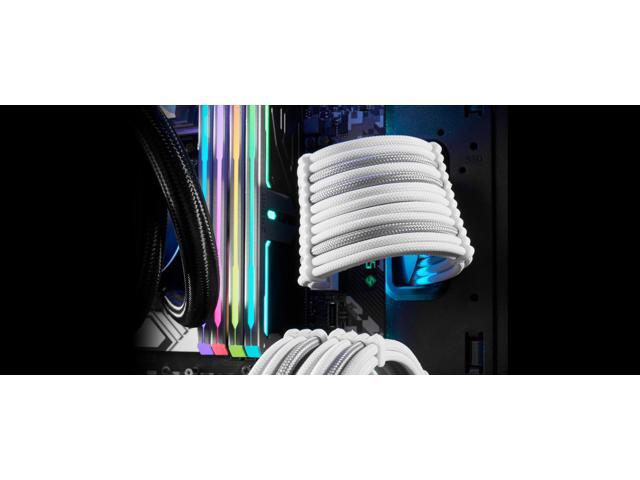AZZA ACAZ-002 / Power Supply Sleeved Cable / White / Silver / Power Supply Cable Extension Kit with Extra-Sleeved / 24 PIN 8PIN 6PIN 4+4 PIN /...