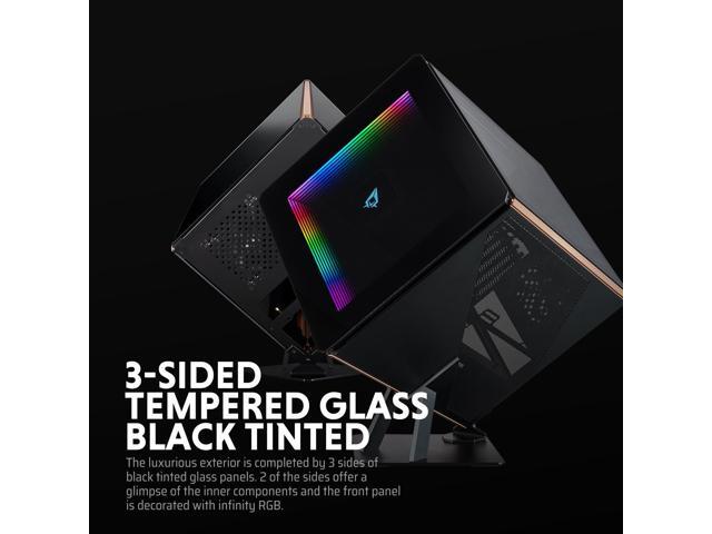 AZZA Regis 902 / Luxury / CNC ATX Case / 3-Sided Tempered Glass / Gold / Aluminum Frame & Stand / Infinity ARGB Panel / 1 x 140 mm fan included /...