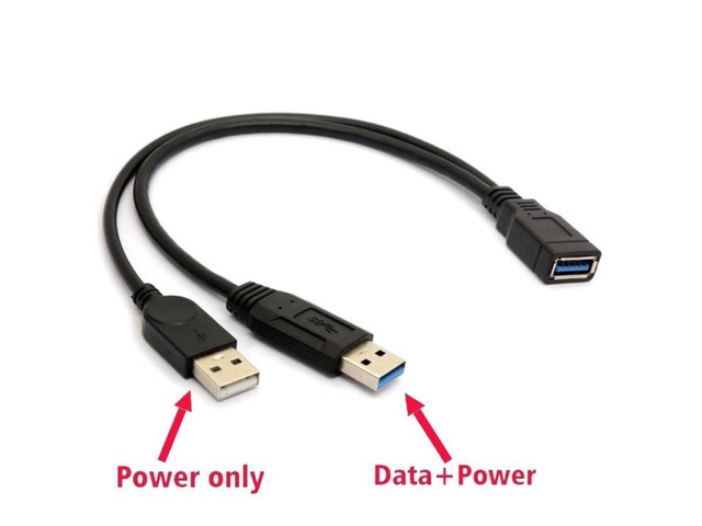 20cm USB3.0 to USB3.0/2.0 USB3.0 Female to Dual USB Male Extra Power Data Y Extension Cable