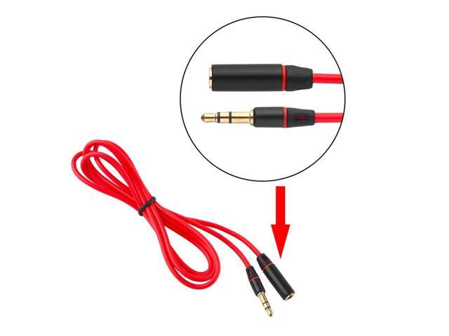 3.5mm Red Male To Female M/F Plug Jack Stereo Audio Headphone Extension Cable Cord