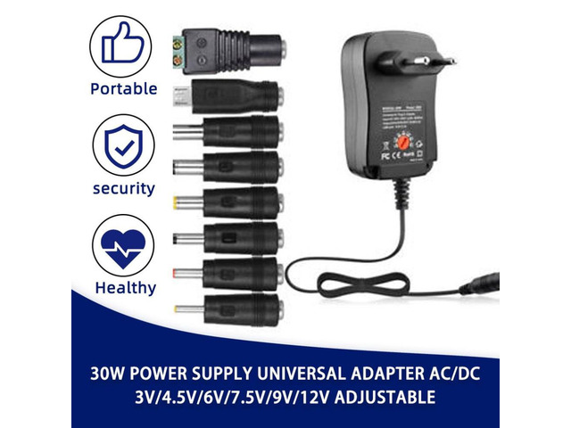 3V 4.5V 5V 6V 7.5V 9V 12V 2A 2.5A AC DC Adaptor Adjustable Power Adapter Universal Charger Supply 30W