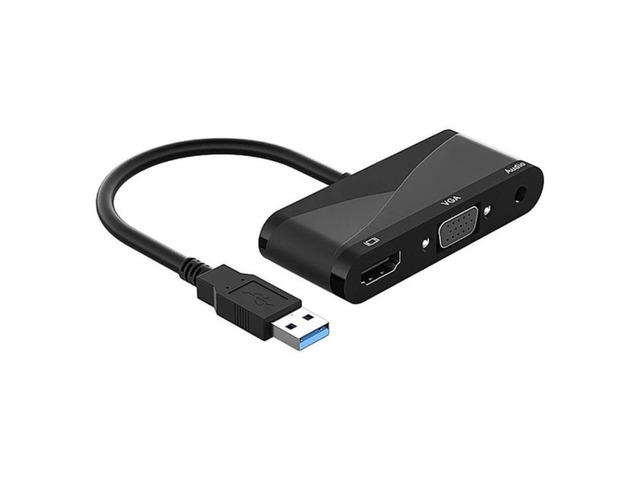 USB 3.0 To VGA 3.5mm HDMI-compatible Audio Adapter Dock HUB 3 In 1 1080P HD Multi-Display Converter Splitter For Windows 7/8/10