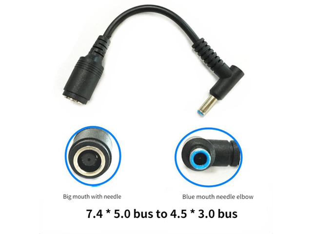 7.4X5.0 Female To 4.5X3.0 Male Elbow With Pin Laptop Computer Charger Adapter Po