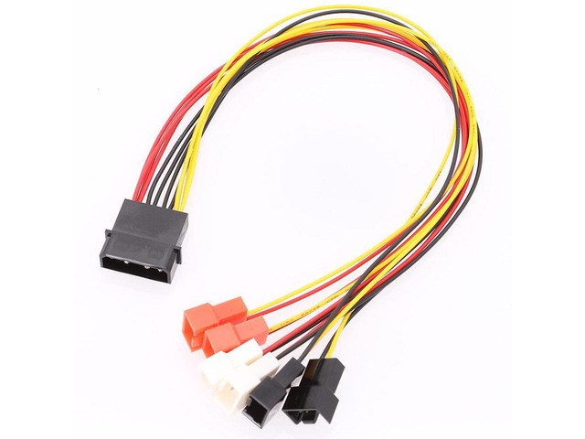 Hub Large 4Pin To 3pin / 4Pin 30cm Computer Fan Power Line 6 Port 12V 7V 5V Deceleration Line Deceleration Line 24AWG