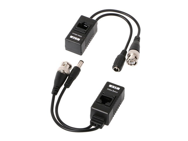 1 Pair BNC To RJ45 Passive Video Power + Audio Balun Transceiver For CCTV Camera