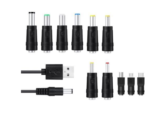 11in1 5V USB to 5.5x2.1mm 3.5mm 4.0mm 4.8mm 6.4mm 5.5x2.5mm Type C Micro Mini USB Plug Charge Cord for Router Cellphone