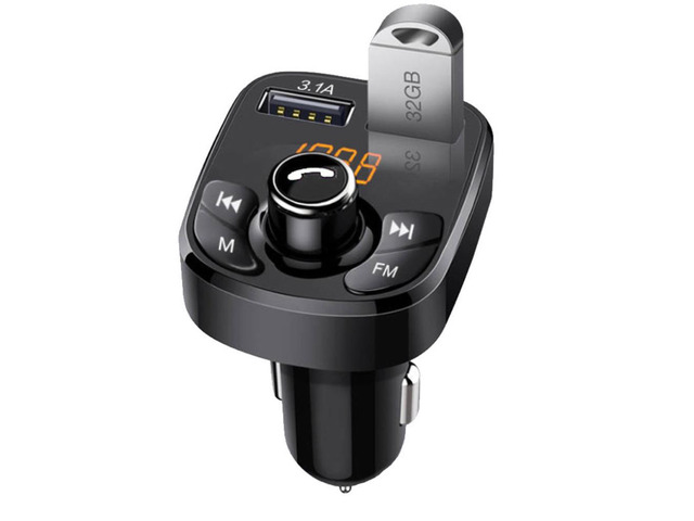 Bluetooth-compatible Version 5.0 FM Transmitter Car Player Kit Card Car Charger Quick With QC3.0 Dual USB Voltmeter & AUX IN/OUT