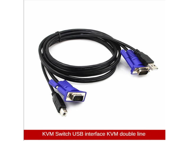 1.5m USB 2.0 Type A To B KVM VGA Switch USB Cable 4Pin + Standard VGA SVGA 15pin PC Laptop Printer Monitor Converter Adapter