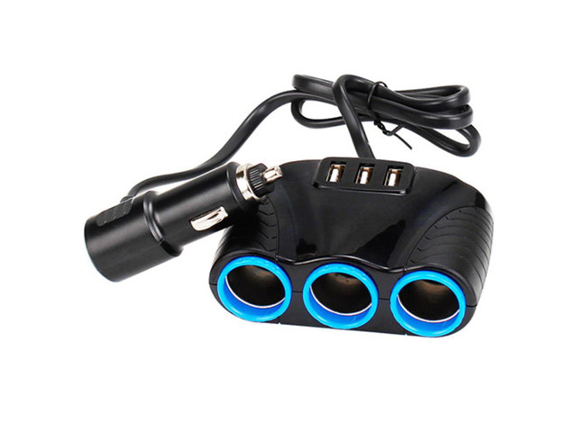 3 Way Auto Sockets Car Cigarette Lighter Adapter Lighter Splitter Lighter 5V 3.1A Output Power 3 USB Charger 120W