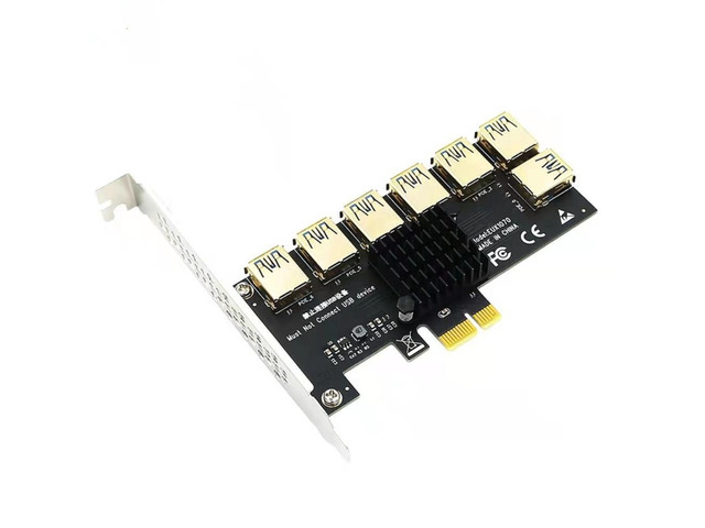 PCIE 1 to 7 USB3.0 Slot PCI Express Multiplier Riser Card Extender PCIE 1X To 16X Riser 009s Adapter For Bitcoin Mining