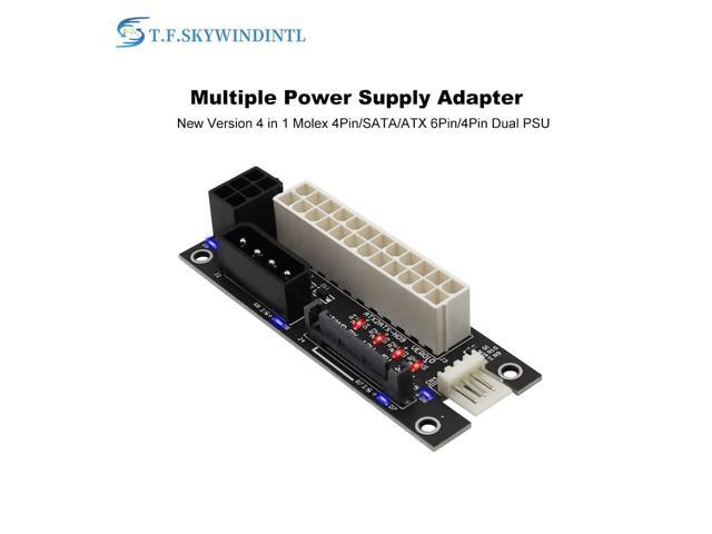 Dual PSU Power Adapter ATX 24Pin to Molex 4Pin/SATA/6Pin Power Supply Board Sync Extender Cable Add2psu for Graphics Card Mining