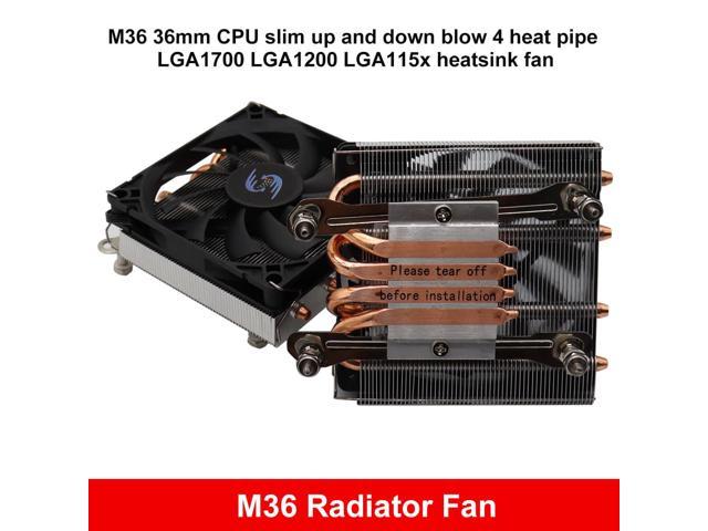 M36 Low Profile 36mm CPU Ultra-Thin UP Down Blowing 4 Heat Pipe AM4 LGA1700 LGA1200 LGA115x Radiator Fan for A4 Chassis