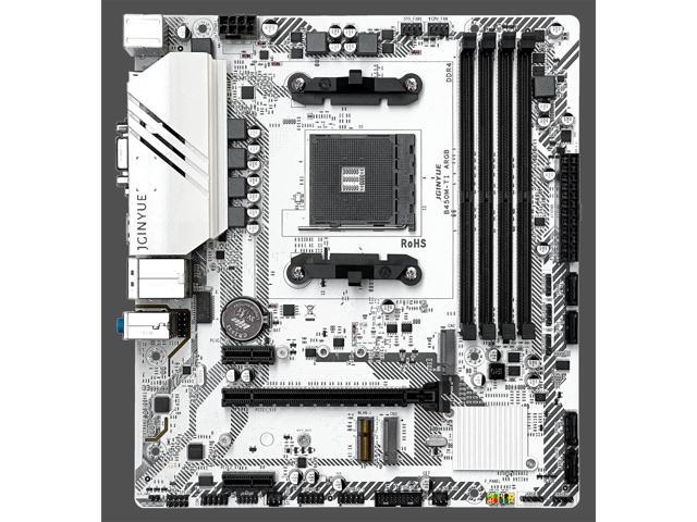 JGINYUE B450M TI ARGB Motherboard AM4 Socket Ryzen 1000 - 5000 Processors Ryzen R3 R5 R7 CPU DDR4 3600 64GB Dual Channel Memory RAM Micro ATX M.2