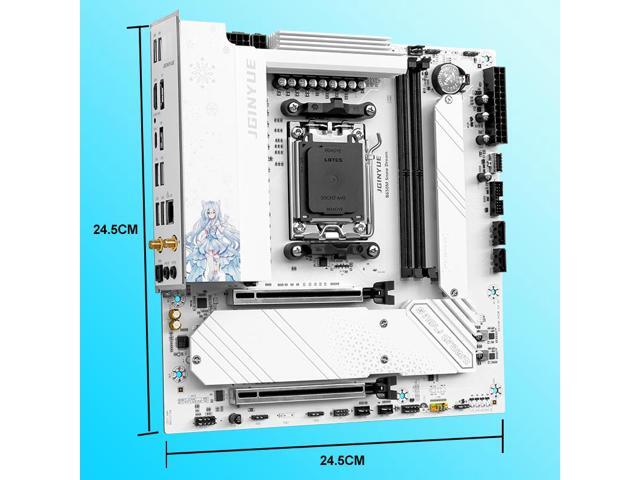 JGINYUE B650M Snow Dream AM5 Motherboard Micro-ATX Supports AMD Ryzen 9000/8000/7000 Series Processors 2x DDR5 Memory 96G Boost 9000+MHz/OC, 1 x...