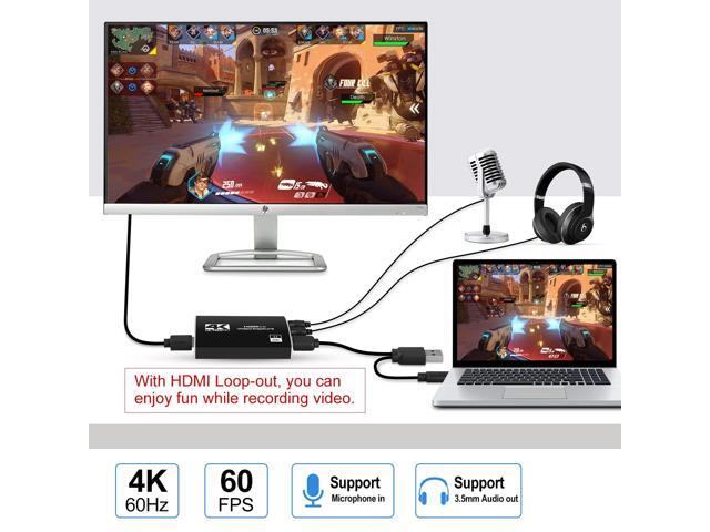 BUCIER Capture Card 4K, 1080P HDMI Video Capture Card to USB/Type-C with Microphone and HDMI Loop-Out for Streaming, Compatible with Nintendo...