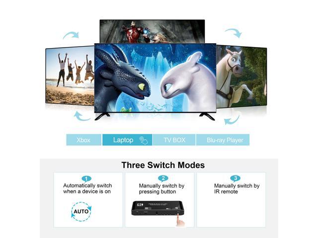 BUCIER 4K@60Hz 4x1 HDMI Switch Audio Extractor with Optical Toslink SPDIF/Coaxial/3.5mm Audio Out, 4 Ports HDMI 2.0b Switcher with Remote Control...